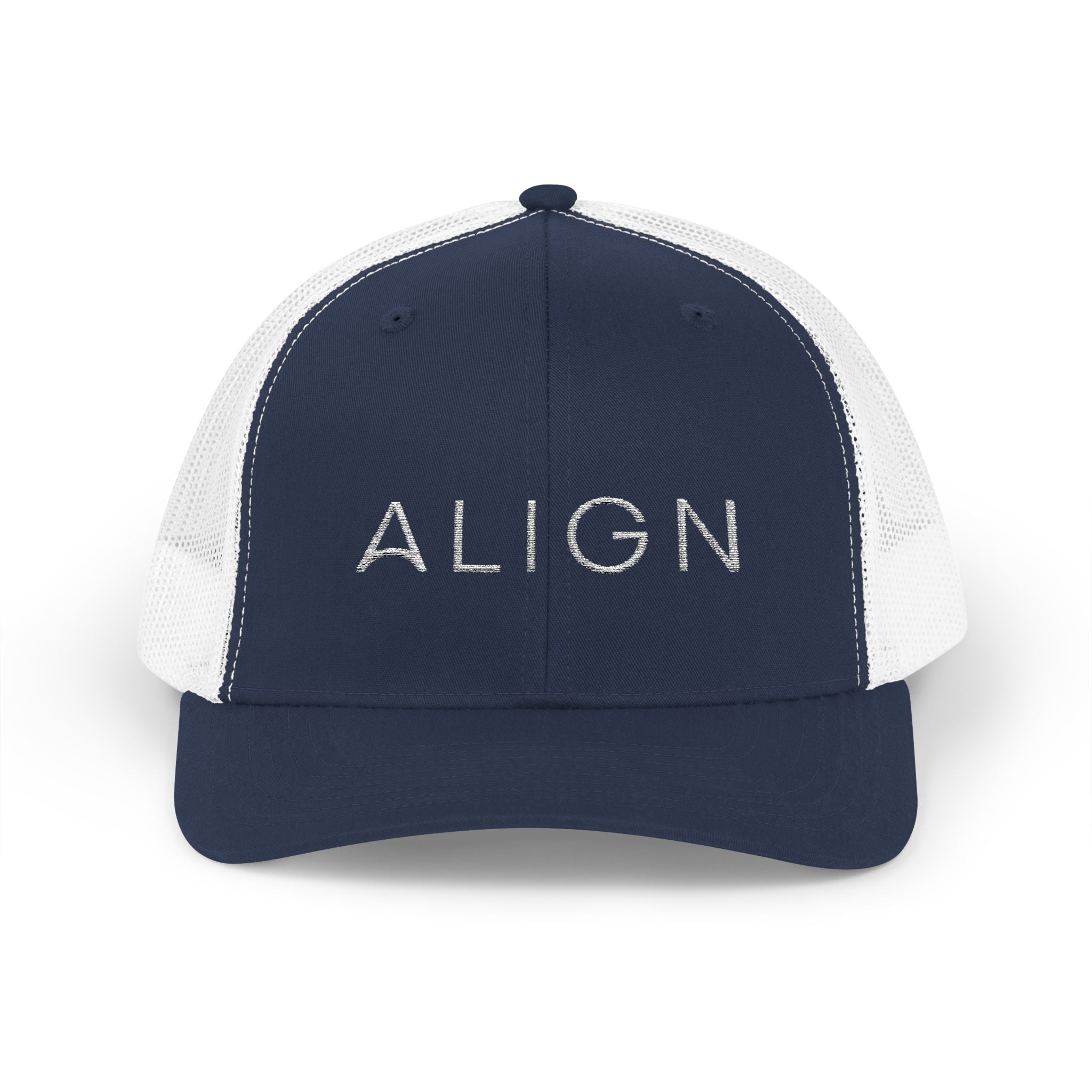 ALIGN Trucker Cap – Mesh Snapback Hat with Minimalist Motivational Text