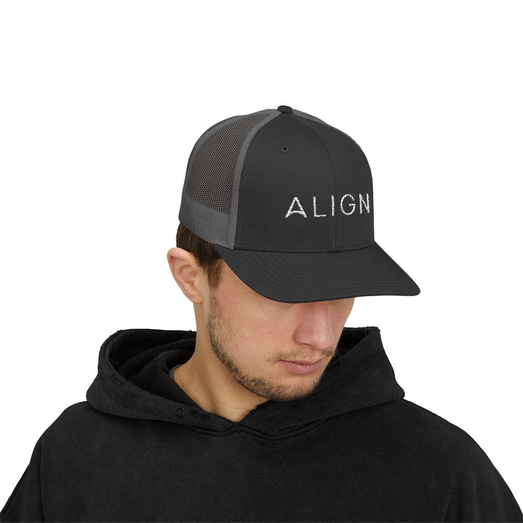 ALIGN Trucker Cap – Mesh Snapback Hat with Minimalist Motivational Text