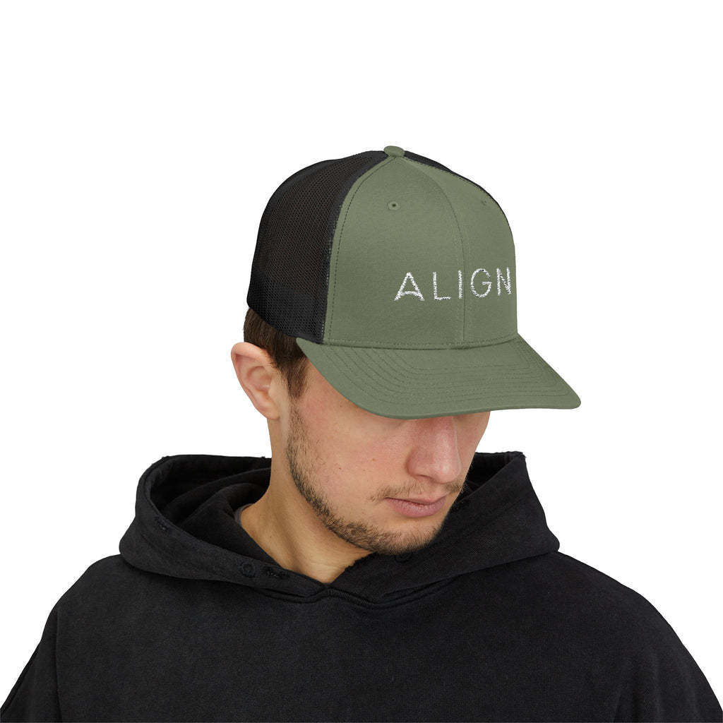 ALIGN Trucker Cap – Mesh Snapback Hat with Minimalist Motivational Text