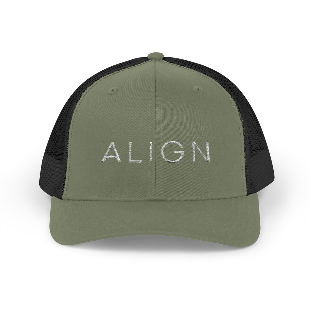 ALIGN Trucker Cap – Mesh Snapback Hat with Minimalist Motivational Text