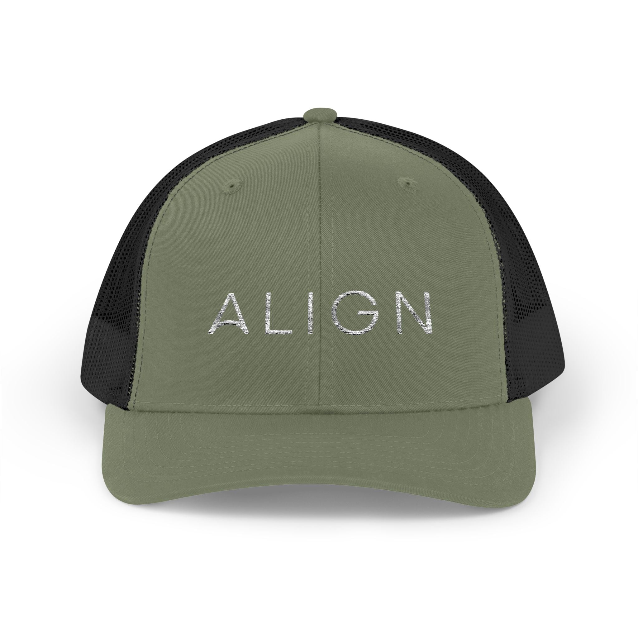 ALIGN Trucker Cap – Mesh Snapback Hat with Minimalist Motivational Text