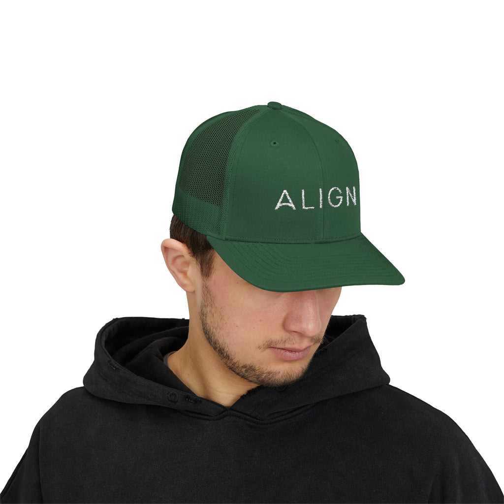 ALIGN Trucker Cap – Mesh Snapback Hat with Minimalist Motivational Text