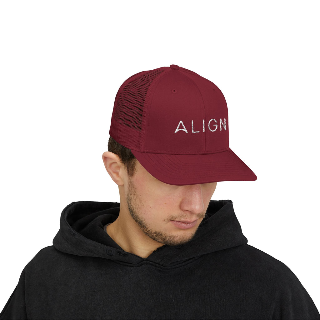 ALIGN Trucker Cap – Mesh Snapback Hat with Minimalist Motivational Text