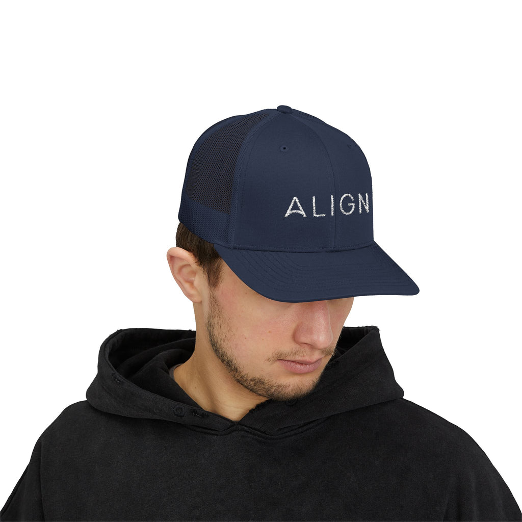 ALIGN Trucker Cap – Mesh Snapback Hat with Minimalist Motivational Text