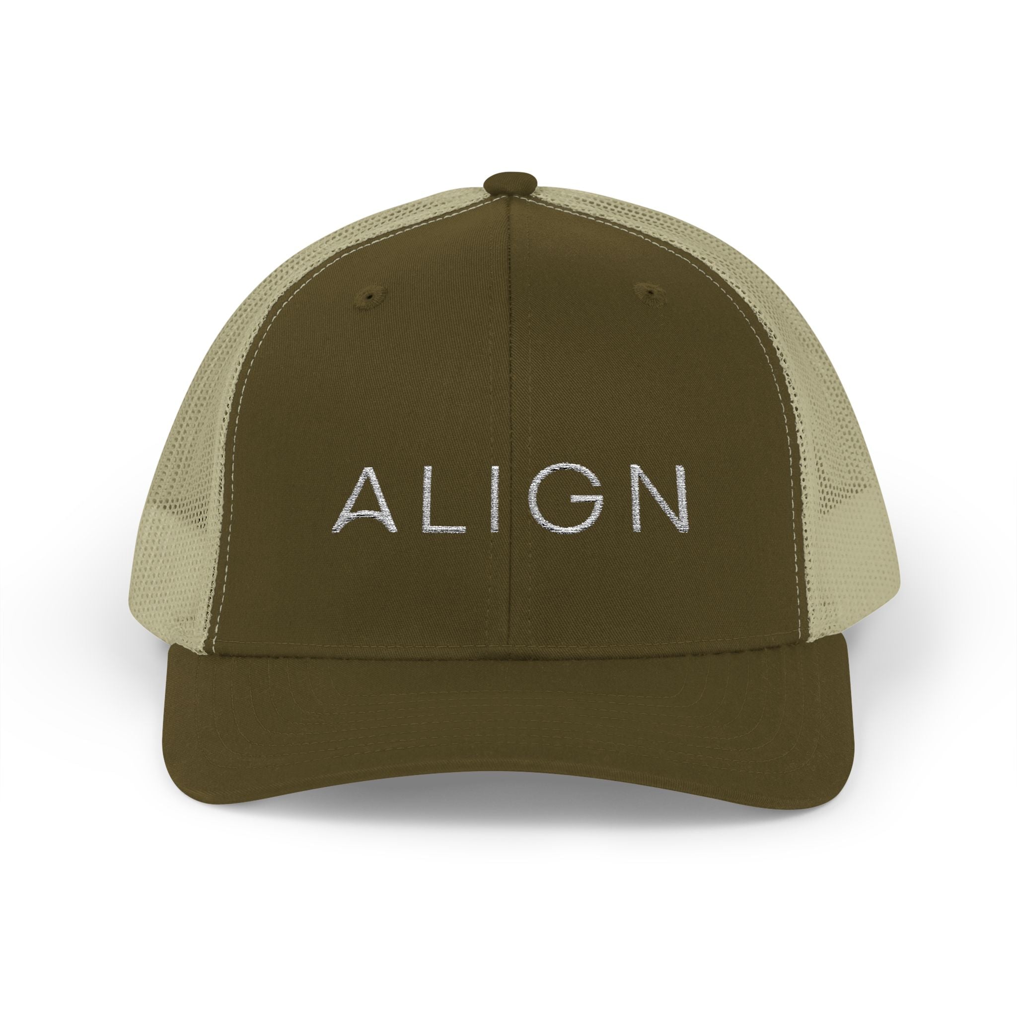 ALIGN Trucker Cap – Mesh Snapback Hat with Minimalist Motivational Text