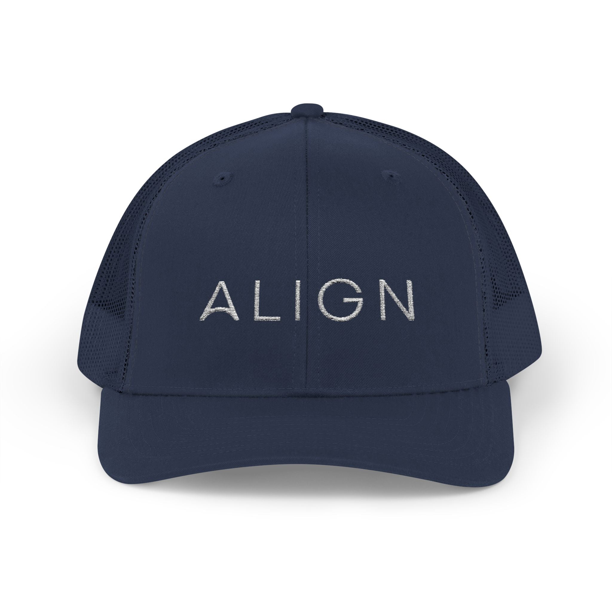 ALIGN Trucker Cap – Mesh Snapback Hat with Minimalist Motivational Text
