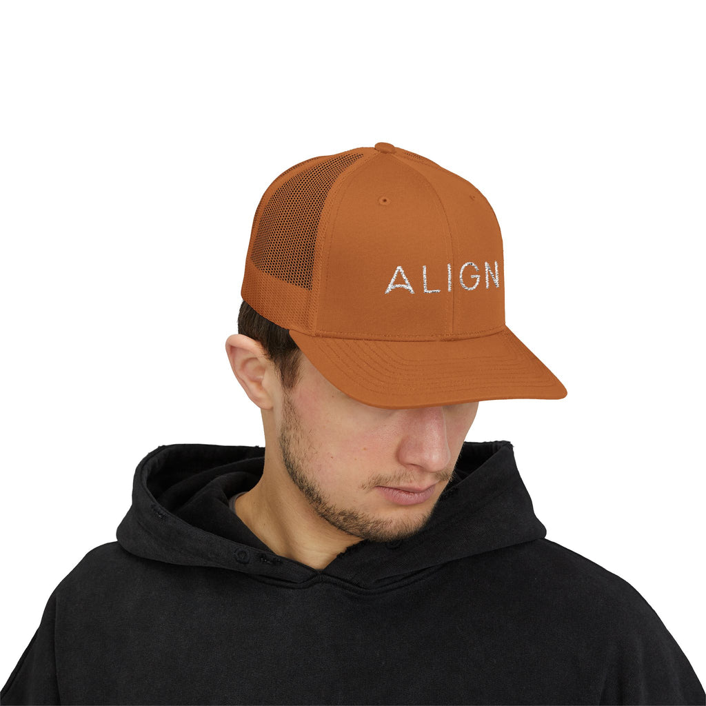 ALIGN Trucker Cap – Mesh Snapback Hat with Minimalist Motivational Text