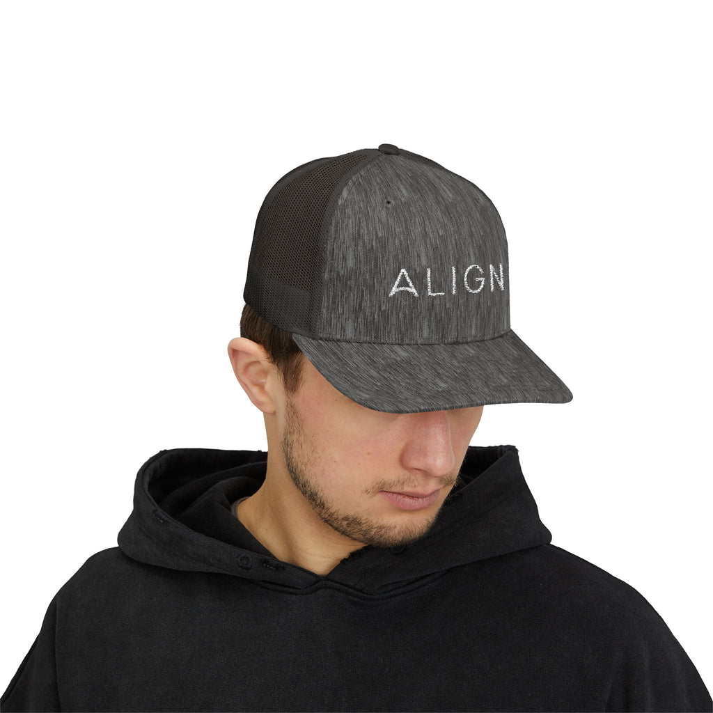 ALIGN Trucker Cap – Mesh Snapback Hat with Minimalist Motivational Text
