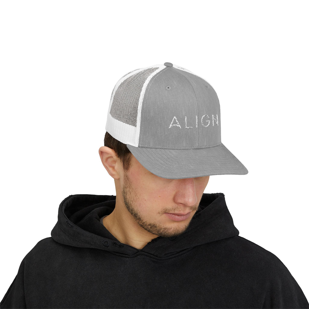 ALIGN Trucker Cap – Mesh Snapback Hat with Minimalist Motivational Text